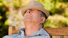 Senior man sleeping on the bench Senior man sleeping on the bench, model releasedadult, age, aged, attractive, bench, carefree, flower, garden, green, greenery, handsome, happiness, happy, leisure, lifestyle, male, men, middle, one, outdoor, outside, park, people, person, plant, relax, relaxation, single, sit, smile, summer, young, man, smiling, portrait, senior, retired, elderly, park, sleep, hat, PUBLICATIONxINxGERxSUIxAUTxONLY