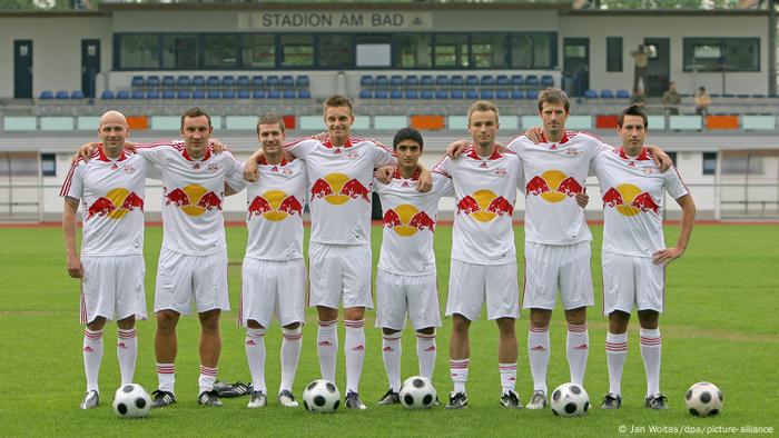 Newly signed RB Leipzig football players pose for photographers