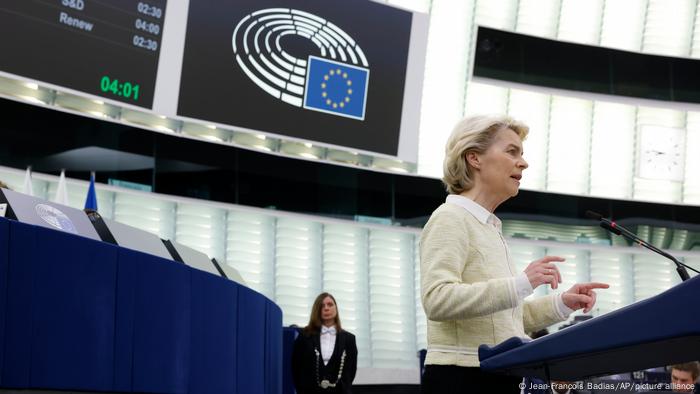 Ursula von der Leyen podczas przemówienia w Parlamencie Europejskim