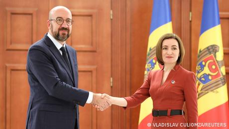 Maia Sandu alături de președintele Consiliului European Charles Michel, care a fost la Chișinău săptămâna trecută 