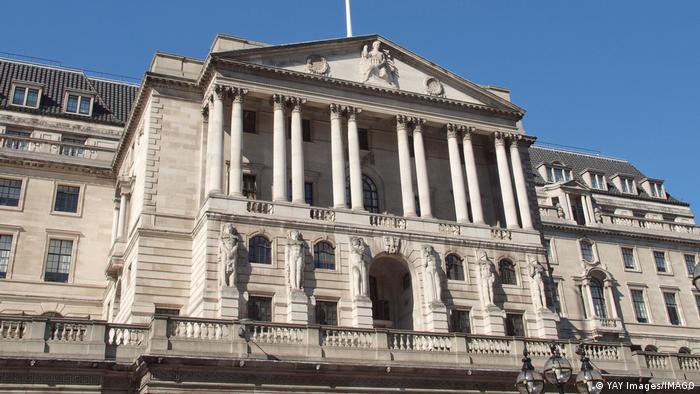 An outside view of the Bank of England building in London