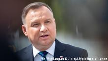 Lithuania Russia Ukraine War
Polish President Andrzej Duda speaks during a media conference during the official inauguration of the Gas Interconnection Poland–Lithuania (GIPL) gas pipeline in Jauniunai, near Vilnius, Lithuania, Thursday, May 5, 2022. A 500-million-euro ($530 million) Lithuanian-Polish natural gas transmission pipeline was inaugurated Thursday, completing another stage of regional independence from Russian energy sources. (AP Photo/Mindaugas Kulbis)