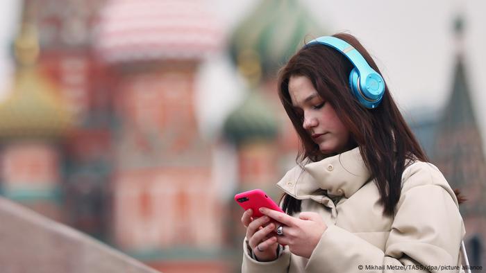 Smartphone user in Russia