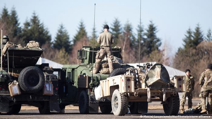 Amerikanische Soldaten an der polnisch-ukrainischen Grenze