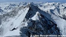 In this picture taken on May 31, 2021 shows the Himlayan range as seen from the summit of Mount Everest (8,848.86-metre), in Nepal. (Photo by Lakpa SHERPA / AFP) (Photo by LAKPA SHERPA/AFP via Getty Images)