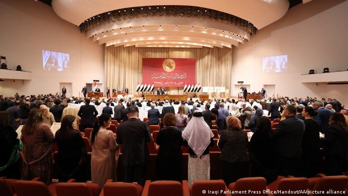 Politicians gather in Iraq's Parliament in Baghdad. 