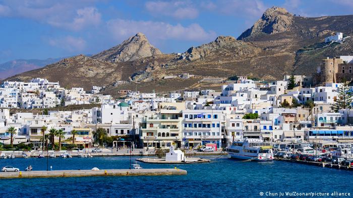 White houses in Chora town on Naxos island