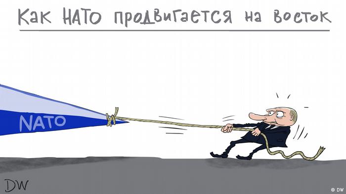 Karikatur Putin und NATO Osterweiterung RU