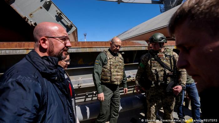 Charles Michel und Denys Schmyhal in Odessa