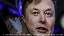 ANKARA, TURKIYE - APRIL 26: In this photo illustration, the image of Elon Musk is displayed on a computer screen and the logo of twitter on a mobile phone in Ankara, Turkiye on April 26, 2022. Twitter announced Monday it has accepted Elon Musk's offer to be purchased for $44 billion. Muhammed Selim Korkutata / Anadolu Agency