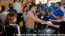 May 9, 2022, Singapore, Singapore, Singapore: Presidential candidate Senator MANNY PACQUIAO casts his vote at his voting precinct in Sarangani province, southern Philippines, May 9, 2022. (Credit Image: Â© Maverick Asio/ZUMA Press Wire