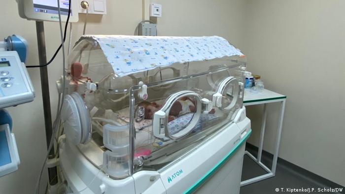 An incubator at the maternity hospital in Lviv, Ukraine