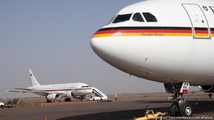 Bundeswehr planes at an airport in Bamako, Mali