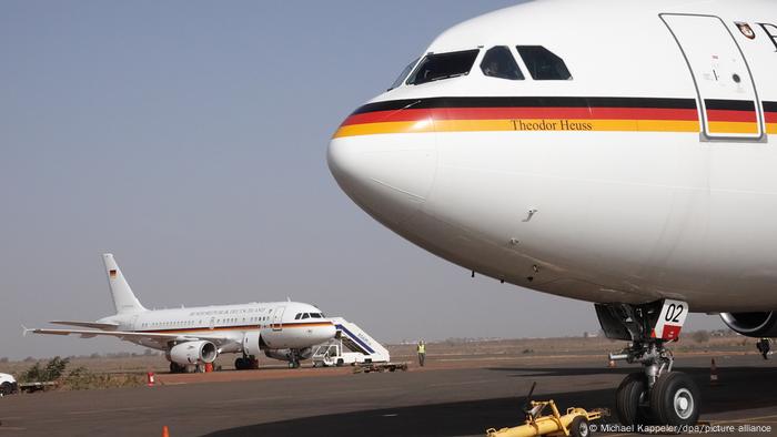 Bundeswehr planes at an airport in Bamako, Mali