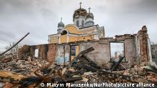 Orthodox Pokrovsky Church, damaged by shelling russian army in Malyn, Zhytomyr area, Ukraine, 16 April 2022 (Photo by Maxym Marusenko/NurPhoto)