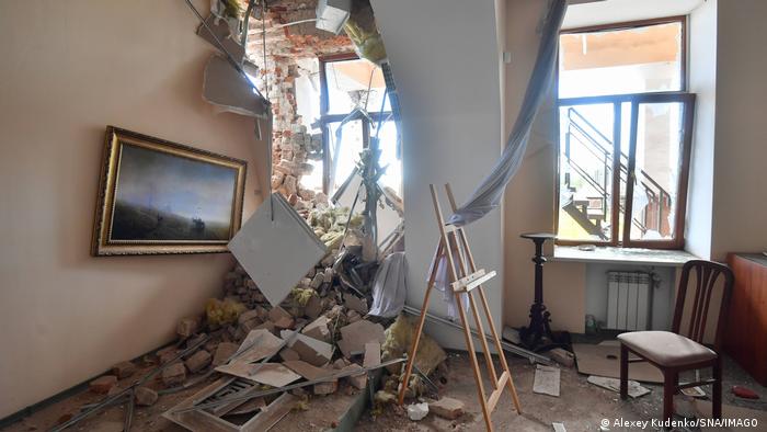 Разрушенный художественный музей имени Архипа Куинджи в Мариуполе