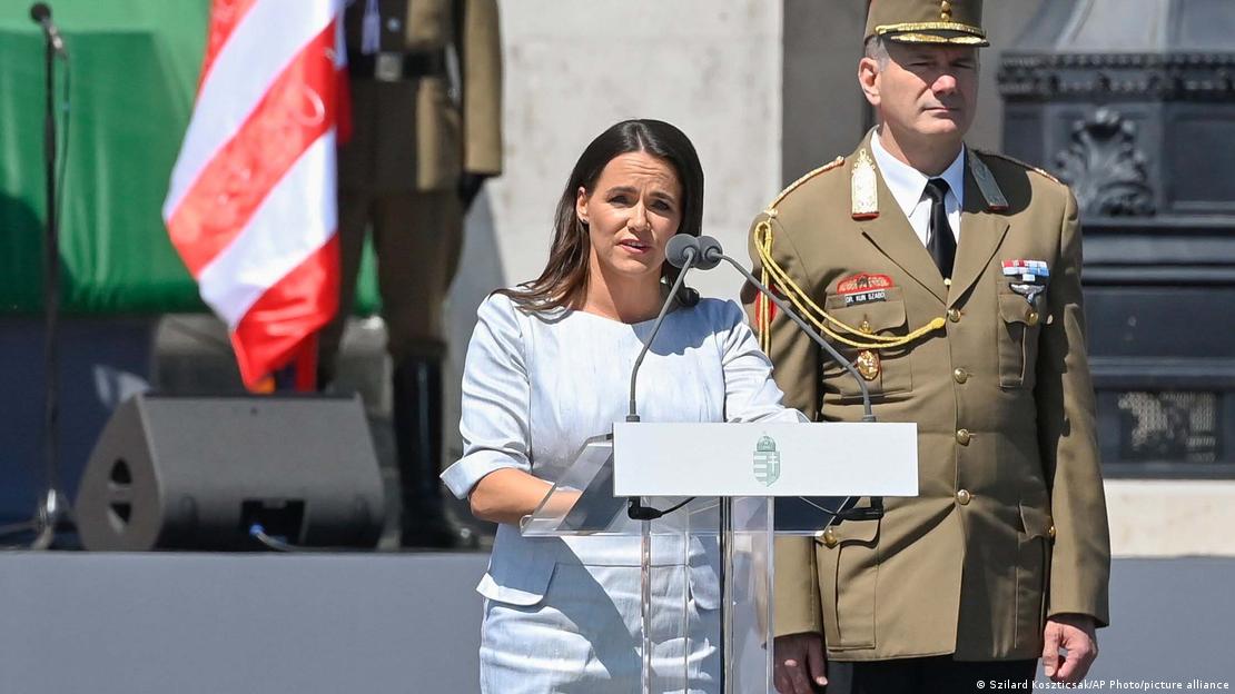 Hungarian President Katalin Novak speaking at her official inauguration ceremony, Budapest, Hungary, May 14, 2022