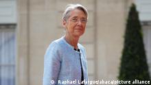 French Labour Minister Elisabeth Borne arrives at the Elysee presidential palace in Paris on May 7, 2022, to attend the investiture ceremony of Emmanuel Macron as French President, following his re-election last April 24. Photo by Raphael Lafargue/ABACAPRESS.COM