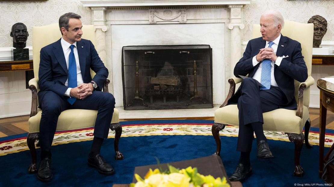 Mitsotakis, Beyaz Saray'da ABD Başkanı Joe Biden tarafından ağırlandı.