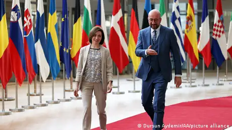 Maia Sandu alături de Charles Michel la Bruxelles, în mai 2022 