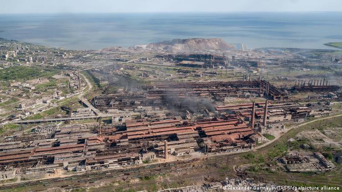 The Azovstal iron and steelworks in Mariupol following attacks by Russian forces