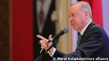 19.05.2022
ANKARA, TURKIYE - MAY 19: Turkish President Recep Tayyip Erdogan speaks during an event with national young athletes on the occasion of May 19 Commemoration of Ataturk, Youth and Sports Day at Ankara Grand Mosque Culture and Congress Center in Ankara, Turkiye on May 19, 2022. Murat Kula / Anadolu Agency