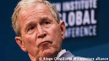 May 24, 2022: An ISIS-linked Iraqi man allegedly planned to kill former US President George W Bush but the plot was discovered by the FBI, US authorities announced Tuesday. FILE PHOTO SHOT ON: May 3, 2017, Los Angeles, California, USA: Former U.S. President GEORGE W. BUSH is interviewed by Michael Milken during the Milken Institute Global Conference in Beverly Hills, California on Wednesday May 3, 2017. (Credit Image: © Ringo Chiu/ZUMA Wire