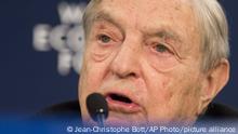 George Soros, chairman of Soros Fund Management, speaks during a press conference on the first day of the 43rd Annual Meeting of the World Economic Forum, WEF, in Davos, Switzerland, Wednesday, Jan. 23, 2013. ( AP Photo/Keystone/Jean-Christophe Bott)