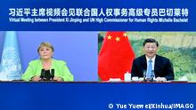  220525 -- BEIJING, May 25, 2022 -- Chinese President Xi Jinping holds a meeting with United Nations High Commissioner for Human Rights Michelle Bachelet via video link in Beijing, capital of China, May 25, 2022. CHINA-BEIJING-XI JINPING-UN-HUMAN RIGHTS CHIEF-MEETING CN YuexYuewei PUBLICATIONxNOTxINxCHN