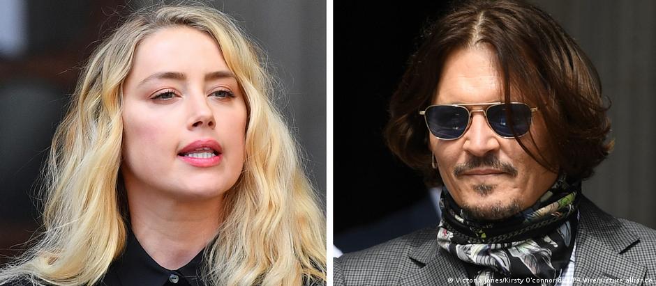 Atriz Amber Heard (esq.) acusa ex-marido Johnny Depp de violência conjugal