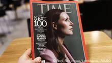 02/03/2021 Prime Minister of Finland Sanna Marin on the cover of the American Time Magazine in a bookstore in Helsinki, Finland on Tuesday, 2nd March, 2021. Helsinki Helsinki Finland PUBLICATIONxNOTxINxSUIxAUTxFRAxKORxJPNxSWExNORxFINxDENxNED Copyright: xRonixRekomaax LKFTVX20210302191704BSUU
