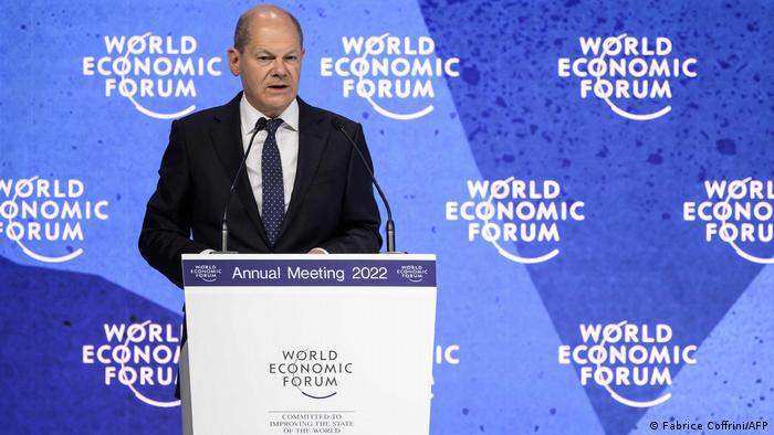 Olaf Scholz giving his speech in Davos this week