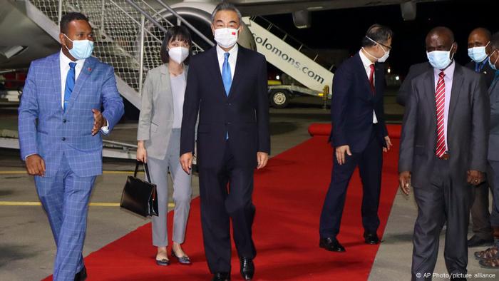 Wang Yi on a red carpet