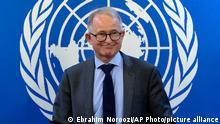 United Nations Special Rapporteur on the situation of Human Rights in Afghanistan, Richard Bennett, attends a news conference in Kabul, Afghanistan, Thursday, May 26, 2022. (AP Photo/Ebrahim Noroozi)