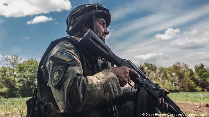 A Ukrainian soldier pictured in Donbas