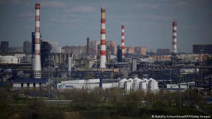 A view shows the Russian oil producer Gazprom Neft's Moscow oil refinery on the south-eastern outskirts of Moscow 