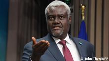 African Union Commission Chairperson Mahamat Moussa Faki gives a press conference on the second day of a European Union (EU) African Union (AU) summit at The European Council Building in Brussels on February 18, 2022.
JOHN THYS / POOL / AFP