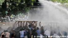 Police use water cannon to disperse Medical University students during a protest demanding President Gotabaya Rajapaksa to step down, near the President's House, amid the country's ongoing economic crisis, in Colombo, Sri Lanka, May 29, 2022. REUTERS/Dinuka Liyanawatte