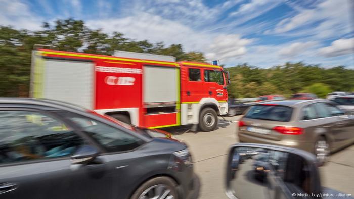 Emergency vehicle driving on autobahn