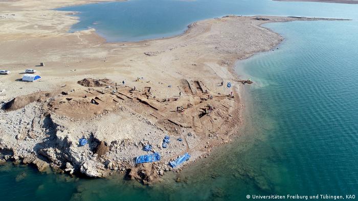 Bird's eye view of a submerged ancient city in modern-day Iraq