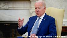 FILE - President Joe Biden speaks in the Oval Office of the White House, Tuesday, May 31, 2022, in Washington. The Biden administration is expected to announce it will send Ukraine a small number of high-tech, medium range rocket systems, a critical weapon that Ukrainian leaders have been begging for as they struggle to stall Russian progress in the Donbas, U.S. officials said Tuesday. (AP Photo/Evan Vucci, File)