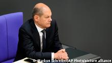 German Chancellor Olaf Scholz attends a session of the German parliament Bundestag at the Reichstag building in Berlin, Germany, Wednesday, June 1, 2022. (AP Photo/Markus Schreiber)