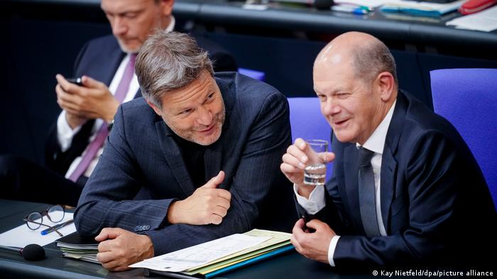 Generaldebatte Bundestag | Christian Lindner, Robert Habeck und Olaf Scholz