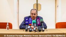 RIYADH, SAUDI ARABIA - JUNE 1, 2022: Russia s Foreign Minister Sergei Lavrov gives a press conference following a Russia - the Cooperation Council for the Arab States of the Gulf joint ministerial meeting. Russian Foreign Ministry Press Service/TASS PUBLICATIONxINxGERxAUTxONLY TS133961 