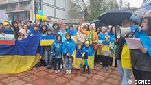 April 2022 Ukrainische Flüchtlinge in Bulgarien
Ukrainische Flüchtlinge in Burgas, Bulgarien, sagen Danke. 