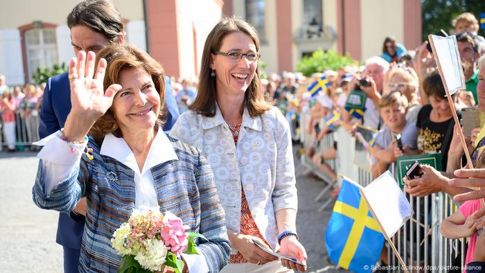 Queen Silvia of Sweden, Bettina and Bjorn Bernadotte on the island of Mainau in 2019