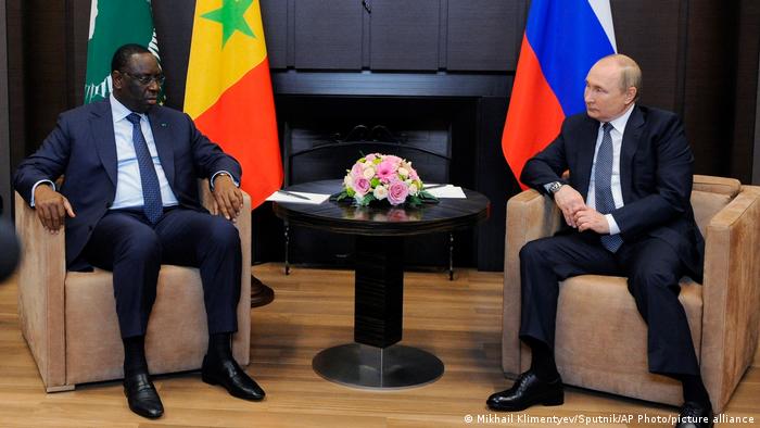 President of the Russian African Union Macky Sall meets with President Vladimir Putin in Sochi