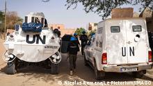 Members of the United Nations Police Force UNPOL in Mali operating within MINUSMA secure a delegation during a working mission in downtown Timbuktu, February 8, 2022. PUBLICATIONxINxGERxSUIxAUTxONLY NicolasxRemenex/xLexPictorium LePictorium_0259546