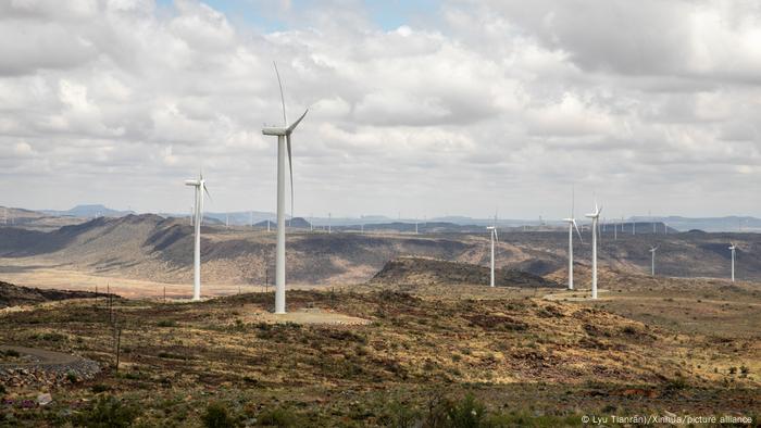 Wind turbines at the De Aar wind power project in De Aar, South Africa