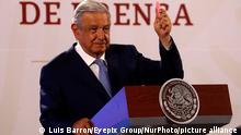 Mexico's President Andres Manuel Lopez Obrador talks during the daily morning press conference at National Palace. On May 31, 2022 In Mexico City, Mexico. (Photo by Luis Barron/ Eyepix Group) (Photo by Eyepix/NurPhoto)